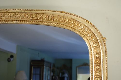 GILT LARGE ARCH TOP OVERMANTLE MIRROR - ADDITIONAL PHOTO 3