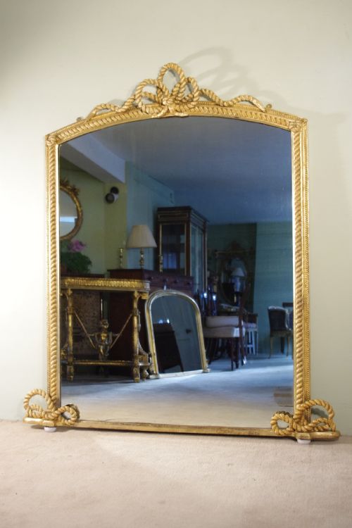 english victorian gilt large 'rope twist' overmantle mirror - CATEGORY: ANTIQUE MIRRORS - DATED 1880
