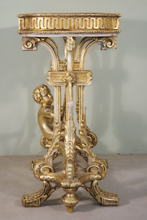 19TH CENTURY PAINTED AND PARCELGILT CHERUBPUTTO JARDENIEREPLANTER - ADDITIONAL PHOTO 3