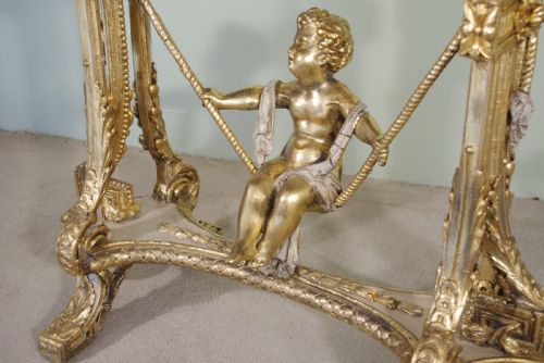19TH CENTURY PAINTED AND PARCELGILT CHERUBPUTTO JARDENIEREPLANTER - ADDITIONAL PHOTO 8