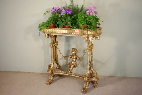 19TH CENTURY PAINTED AND PARCELGILT CHERUBPUTTO JARDENIEREPLANTER - ADDITIONAL PHOTO 15