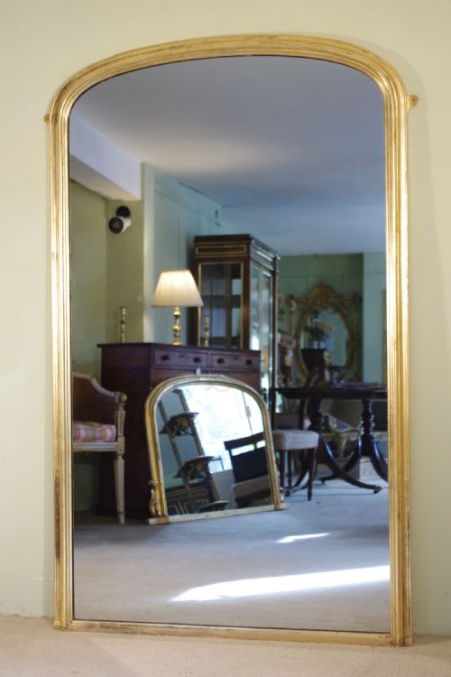 gilt large arch top overmantle mirror - CATEGORY: ANTIQUE MIRRORS - DATED 1880