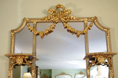 LARGE VICTORIAN PAINTED AND PARCELGILT OVERMANTLE MIRROR - ADDITIONAL PHOTO 1
