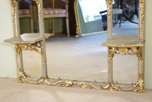 LARGE VICTORIAN PAINTED AND PARCELGILT OVERMANTLE MIRROR - ADDITIONAL PHOTO 2