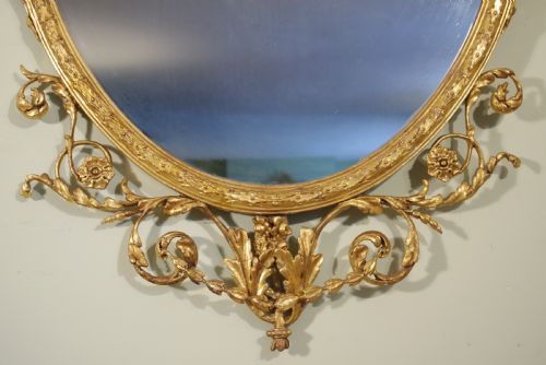 GILT ADAM STYLE LARGE OVAL WALL MIRROR - ADDITIONAL PHOTO 2
