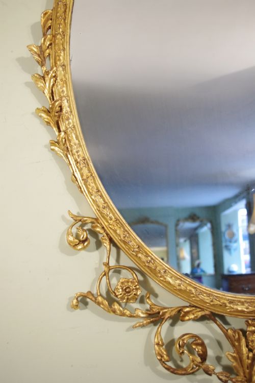 GILT ADAM STYLE LARGE OVAL WALL MIRROR - ADDITIONAL PHOTO 5