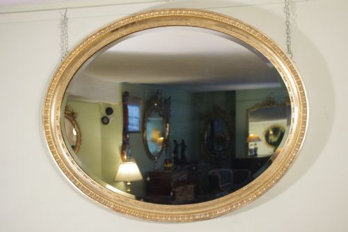 english gilt large oval overmantle wall mirror - CATEGORY: ANTIQUE MIRRORS - DATED 1900