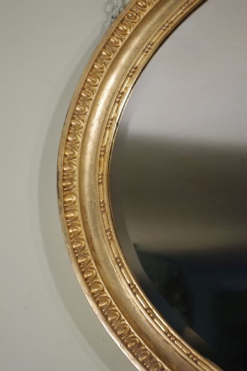 ENGLISH GILT LARGE OVAL OVERMANTLE WALL MIRROR - ADDITIONAL PHOTO 1