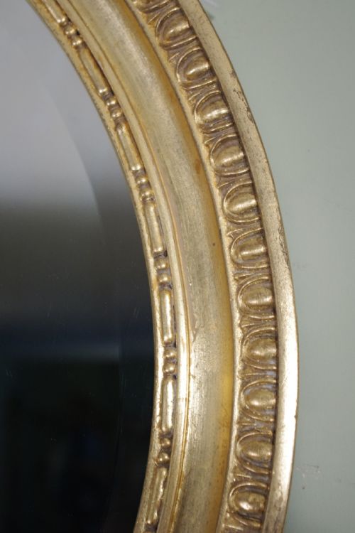 ENGLISH GILT LARGE OVAL OVERMANTLE WALL MIRROR - ADDITIONAL PHOTO 2