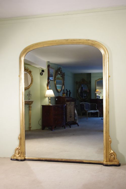 19th century english gilt large arch top overmantle mirror - CATEGORY: ANTIQUE MIRRORS - DATED 1880