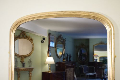 19TH CENTURY ENGLISH GILT LARGE ARCH TOP OVERMANTLE MIRROR - ADDITIONAL PHOTO 1
