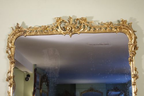 19TH CENTURY ENGLISH GILT LARGE OVERMANTLE MIRROR - ADDITIONAL PHOTO 1