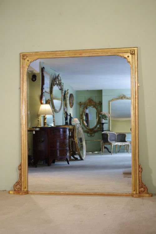 gilt large overmantle mirror - CATEGORY: ANTIQUE MIRRORS - DATED 1880