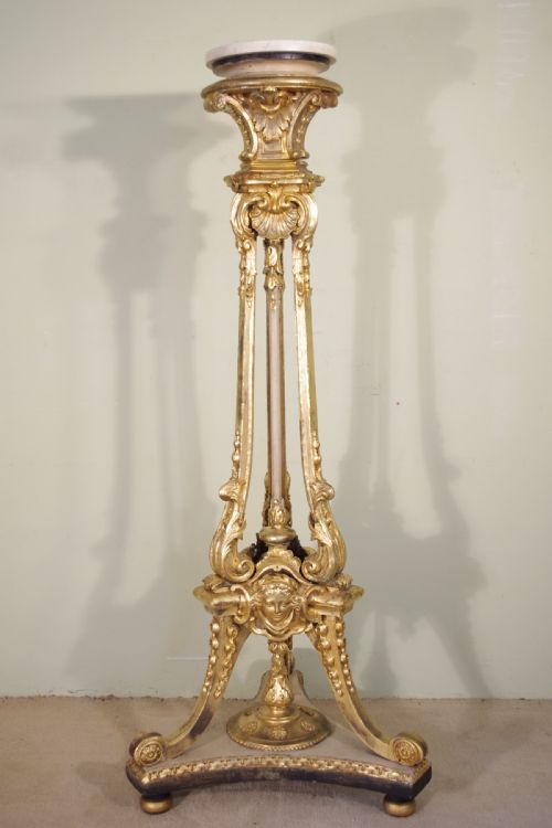 PAIR 19TH CENTURY PAINTED AND PARCELGILT TORCHERESPLANT STANDS - ADDITIONAL PHOTO 2