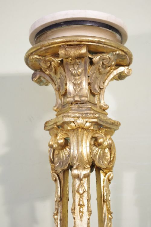 PAIR 19TH CENTURY PAINTED AND PARCELGILT TORCHERESPLANT STANDS - ADDITIONAL PHOTO 6