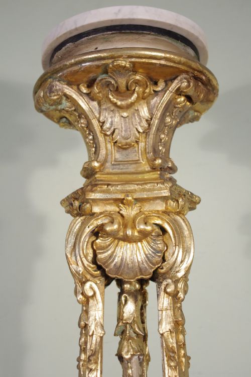 PAIR 19TH CENTURY PAINTED AND PARCELGILT TORCHERESPLANT STANDS - ADDITIONAL PHOTO 7