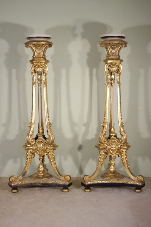 PAIR 19TH CENTURY PAINTED AND PARCELGILT TORCHERESPLANT STANDS - ADDITIONAL PHOTO 8