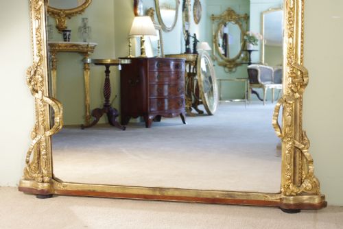 VICTORIAN GILT LARGE ARCH TOP OVERMANTLE MIRROR - ADDITIONAL PHOTO 2