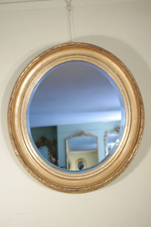 PAIR ENGLISH VICTORIAN GILT LARGE OVAL WALL MIRRORS - ADDITIONAL PHOTO 1