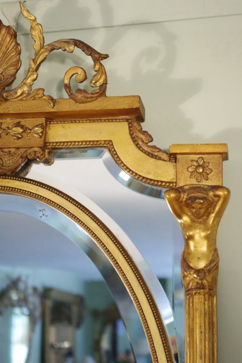 ENGLISH VICTORIAN GILT LARGE MARGINAL WALL MIRROR WITH BRACKET - ADDITIONAL PHOTO 3