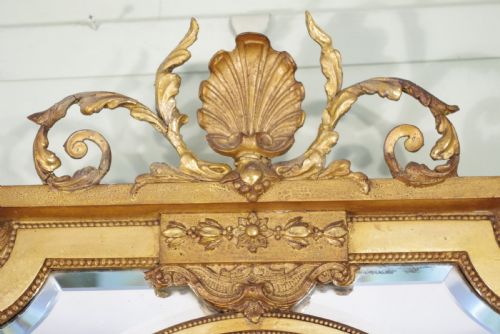 ENGLISH VICTORIAN GILT LARGE MARGINAL WALL MIRROR WITH BRACKET - ADDITIONAL PHOTO 5