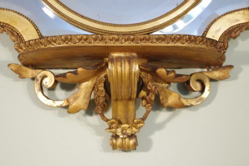 ENGLISH VICTORIAN GILT LARGE MARGINAL WALL MIRROR WITH BRACKET - ADDITIONAL PHOTO 6