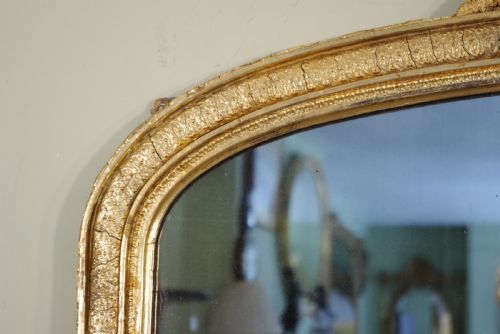 ENGLISH GILT ARCH TOP OVERMANTLE MIRROR - ADDITIONAL PHOTO 4