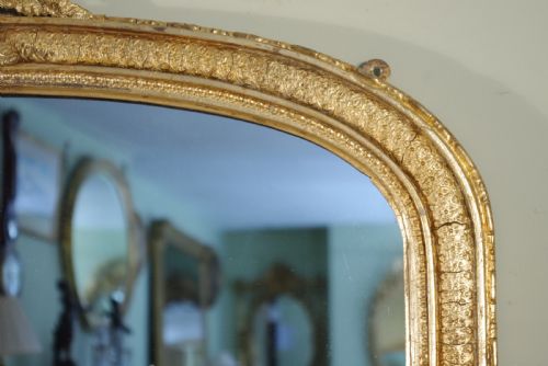 ENGLISH GILT ARCH TOP OVERMANTLE MIRROR - ADDITIONAL PHOTO 5