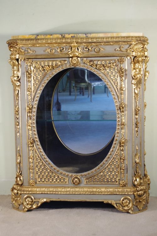french painted and parcelgilt vitrine with marble top - CATEGORY: ANTIQUE CABINETS - DATED 1880