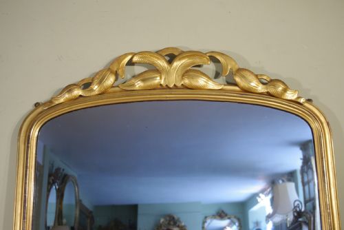 LARGE GILTGILTWOOD ARCH TOP OVERMANTLE MIRROR - ADDITIONAL PHOTO 1
