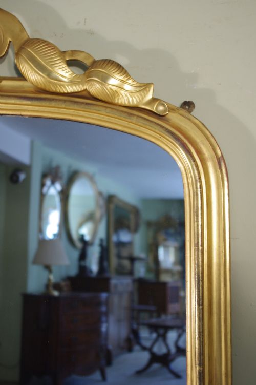 LARGE GILTGILTWOOD ARCH TOP OVERMANTLE MIRROR - ADDITIONAL PHOTO 4