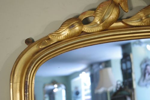 LARGE GILTGILTWOOD ARCH TOP OVERMANTLE MIRROR - ADDITIONAL PHOTO 5