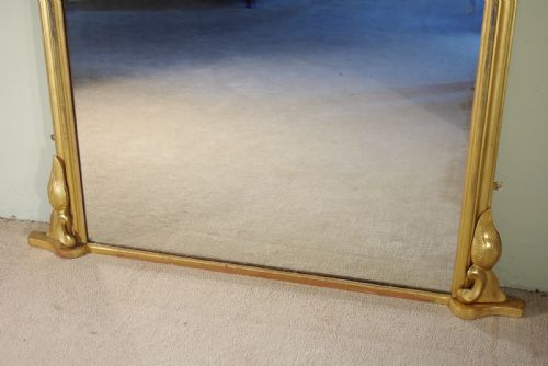 LARGE GILTGILTWOOD ARCH TOP OVERMANTLE MIRROR - ADDITIONAL PHOTO 6