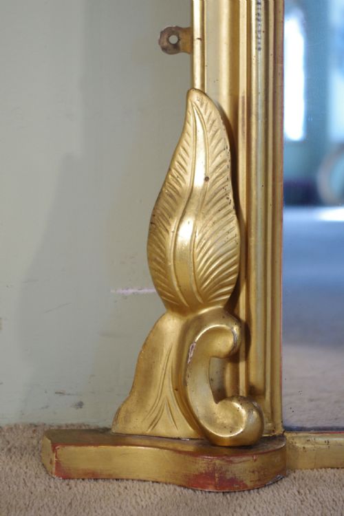 LARGE GILTGILTWOOD ARCH TOP OVERMANTLE MIRROR - ADDITIONAL PHOTO 8
