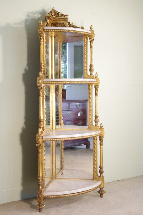 19TH CENTURY GILT CORNER WHATNOTDISPLAY STAND - ADDITIONAL PHOTO 1