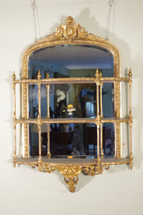 english victorian gilt mirrored wall display shelvesbrackets - CATEGORY: ANTIQUE MIRRORS - DATED 1880
