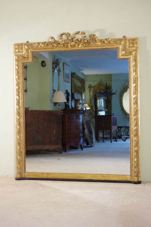 PAIR FRENCH GILT LARGE OVERMANTLE MIRRORS - ADDITIONAL PHOTO 1