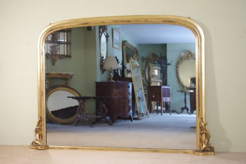 victorian gilt large arch top overmantle mirror - CATEGORY: ANTIQUE MIRRORS - DATED 1880