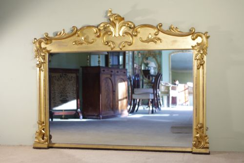 victorian giltgiltwood large overmantle mirror - CATEGORY: ANTIQUE MIRRORS - DATED 1880