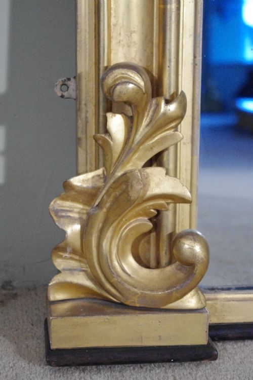 VICTORIAN GILTGILTWOOD LARGE OVERMANTLE MIRROR - ADDITIONAL PHOTO 5