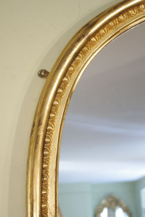 ENGLISH VICTORIAN GILT LARGE ARCH TOP OVERMANTLE MIRROR - ADDITIONAL PHOTO 2