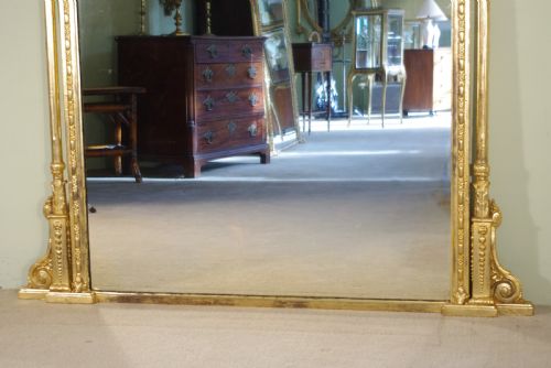 19TH CENTURY ENGLISH GILT LARGE OVERMANTLE MIRROR - ADDITIONAL PHOTO 4