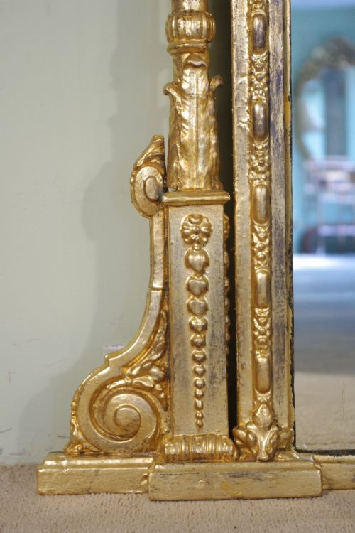 19TH CENTURY ENGLISH GILT LARGE OVERMANTLE MIRROR - ADDITIONAL PHOTO 5