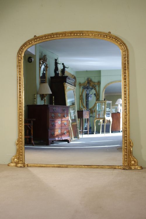 19th century english gilt large arch top overmantle mirror - CATEGORY: ANTIQUE MIRRORS - DATED 1880