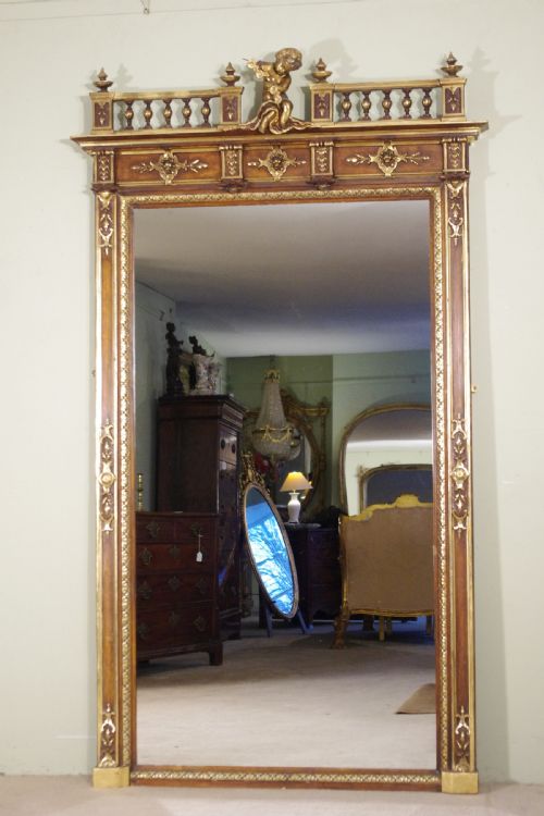 french parcelgilt large overmantle mirror with cherubputto cresting - CATEGORY: ANTIQUE MIRRORS - DATED 1890
