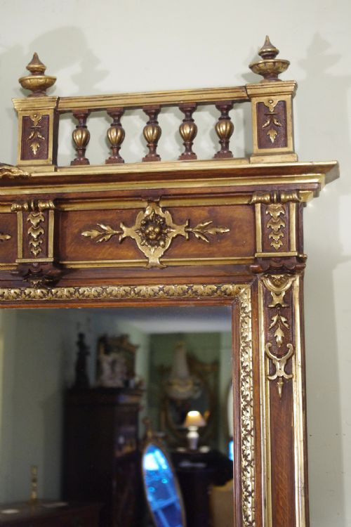 FRENCH PARCELGILT LARGE OVERMANTLE MIRROR WITH CHERUBPUTTO CRESTING - ADDITIONAL PHOTO 4