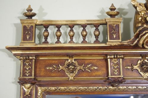 FRENCH PARCELGILT LARGE OVERMANTLE MIRROR WITH CHERUBPUTTO CRESTING - ADDITIONAL PHOTO 5