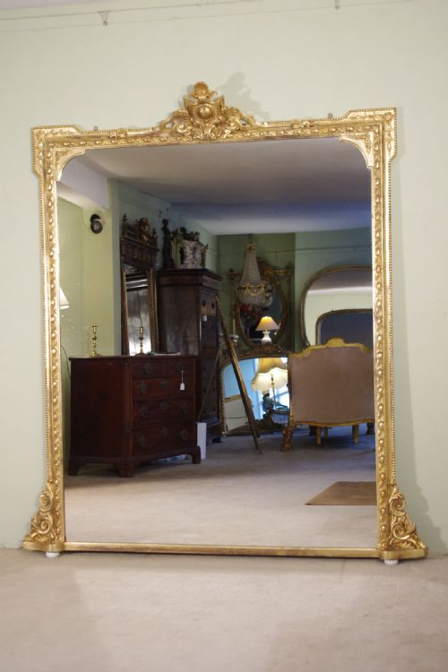 19th century english gilt large overmantle mirror - CATEGORY: ANTIQUE MIRRORS - DATED 1880