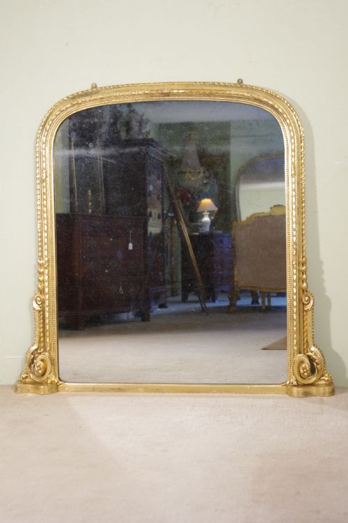 gilt large arch top overmantle mirror - CATEGORY: ANTIQUE MIRRORS - DATED 1880