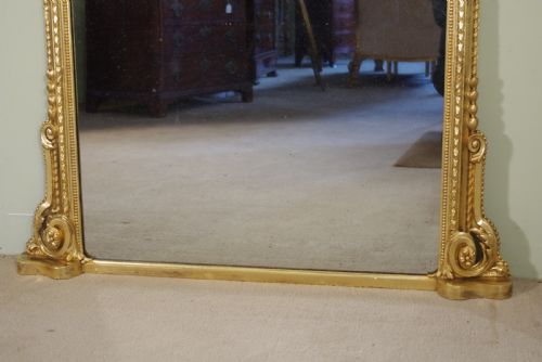 GILT LARGE ARCH TOP OVERMANTLE MIRROR - ADDITIONAL PHOTO 5